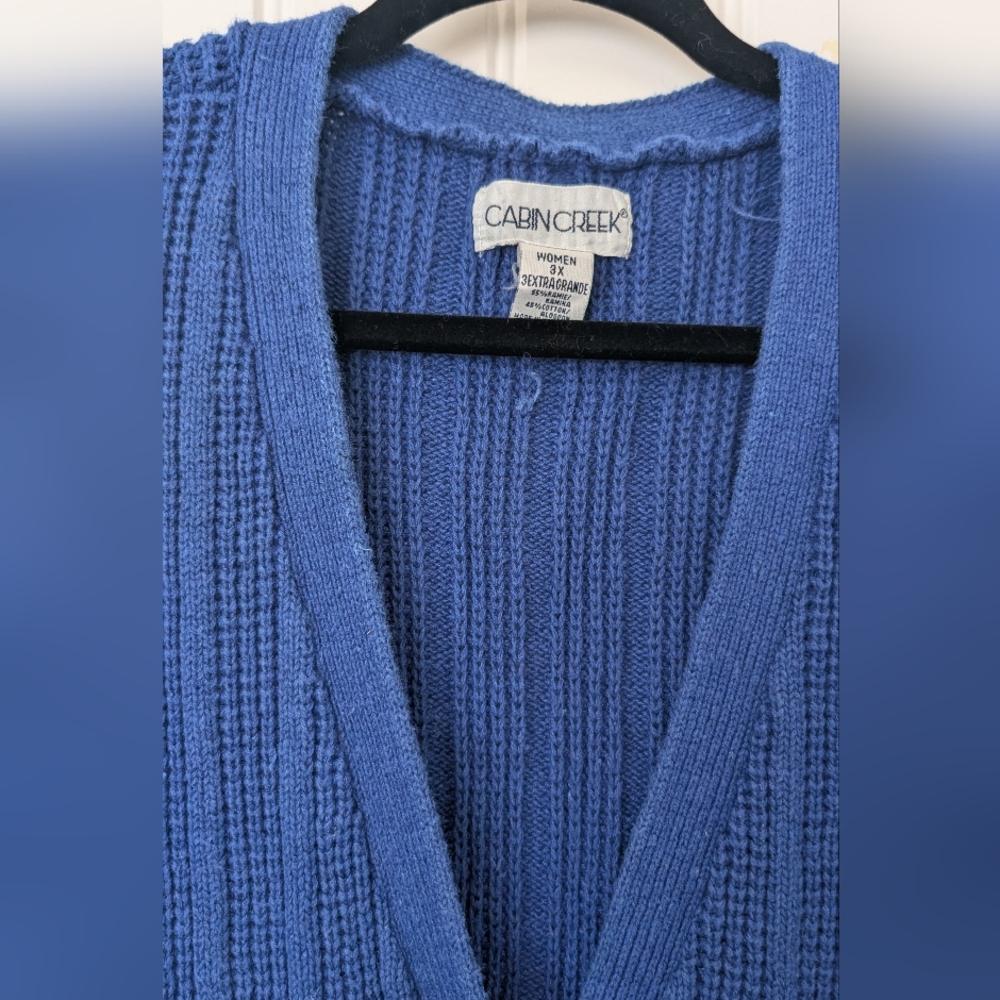 VTG Cobalt Blue Cotton Ramie Oversized Cardigan - Picture 3 of 11